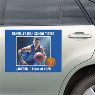 Blue High School Basketball Player Photo Large Car Magnet