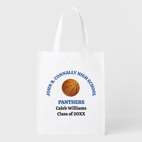 Blue High School Basketball Team Personalized Grocery Bag