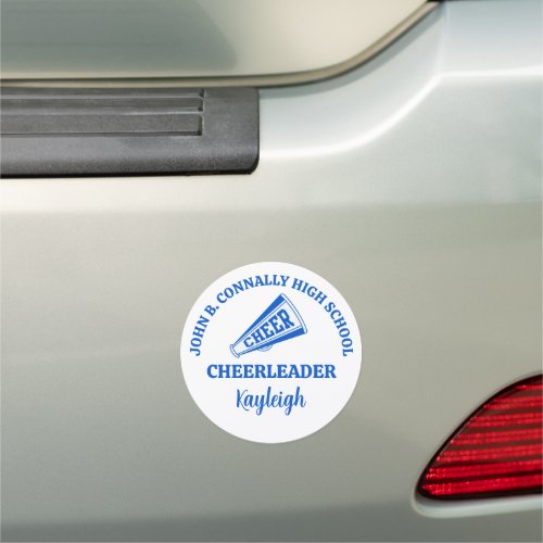Blue High School Cheerleader Personalized Car Magnet