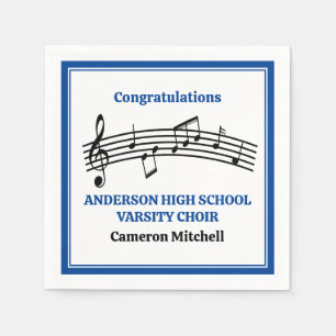 Blue High School Choir Custom Party Napkins