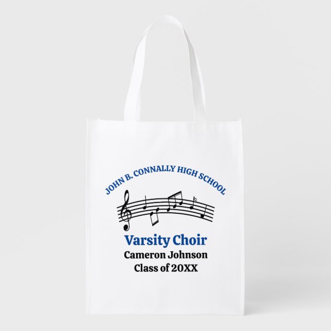 Blue High School Choir Customizable Grocery Bag (Front)