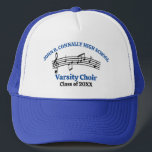 Blue High School Choir Customizable Trucker Hat<br><div class="desc">This modern blue high school choir hat features the group name under the musical staff. Customize for a chorale singer or their director for a great graduation keepsake gift.</div>