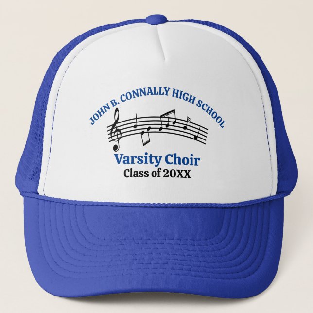 Blue High School Choir Customizable Trucker Hat (Front)