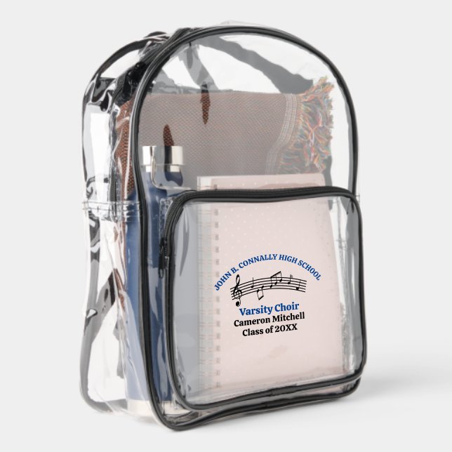 Blue High School Choir Personalized Clear Backpack (Right)