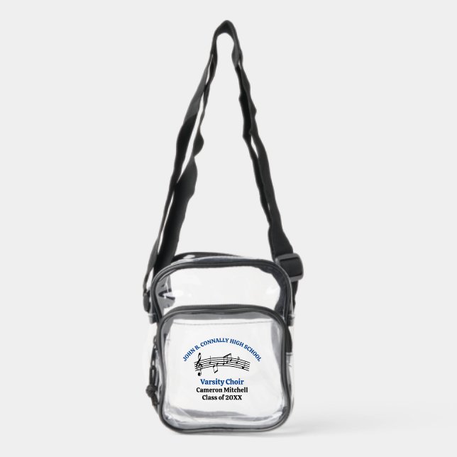 Blue High School Choir Personalized Clear Crossbody Bag (Front)