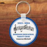 Blue High School Choir Personalized Keychain<br><div class="desc">This cute blue high school choir keychain features the student and chorale name under the musical staff with treble clef and music notes. Customize for a singer,  choir teacher,  or director  for a great graduation keepsake gift.</div>
