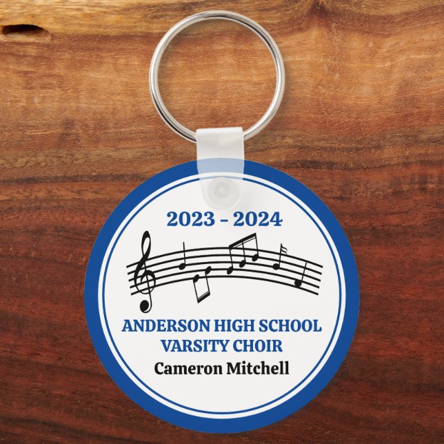 Blue High School Choir Personalized Keychain (Front)