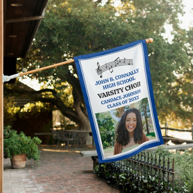 Blue High School Choir Photo Custom House Flag (In SItu)