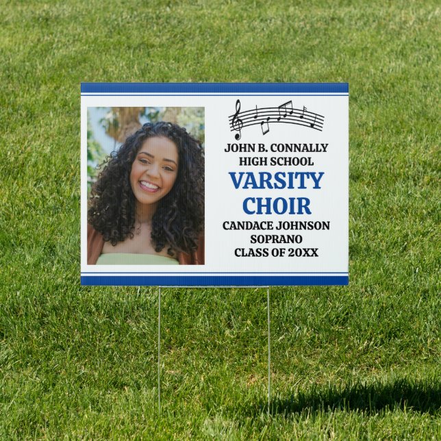 Blue High School Choir Photo Custom Yard Sign (Insitu)
