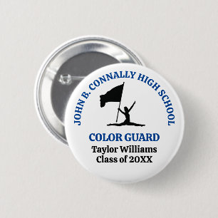 Blue High School Color Guard Personalized Button