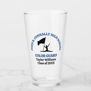 Blue High School Color Guard Personalized Glass