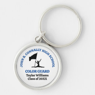 Blue High School Color Guard Personalized Keychain