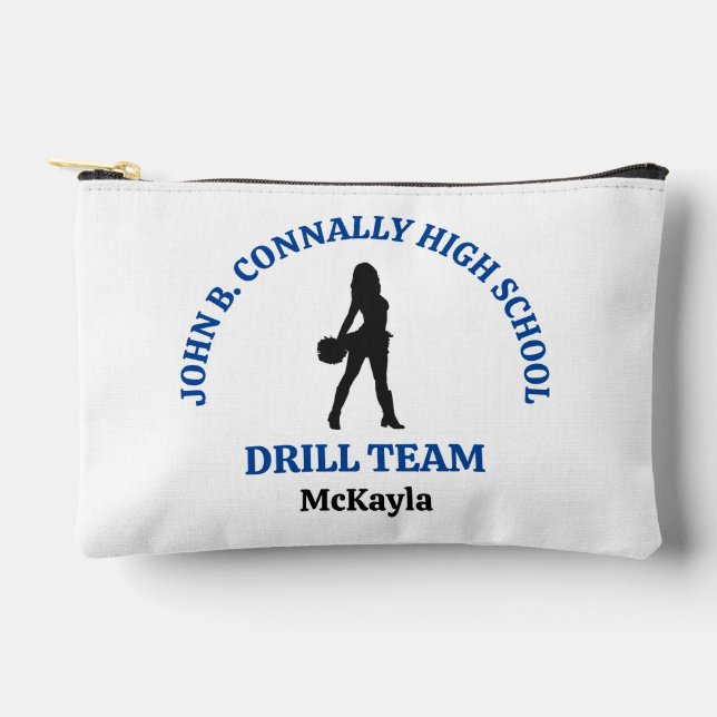 Blue High School Drill Team Dancer Personalized Accessory Pouch (Front)