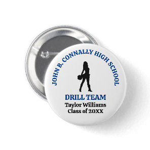 Blue High School Drill Team Dancer Personalized Button