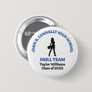 Blue High School Drill Team Dancer Personalized Button