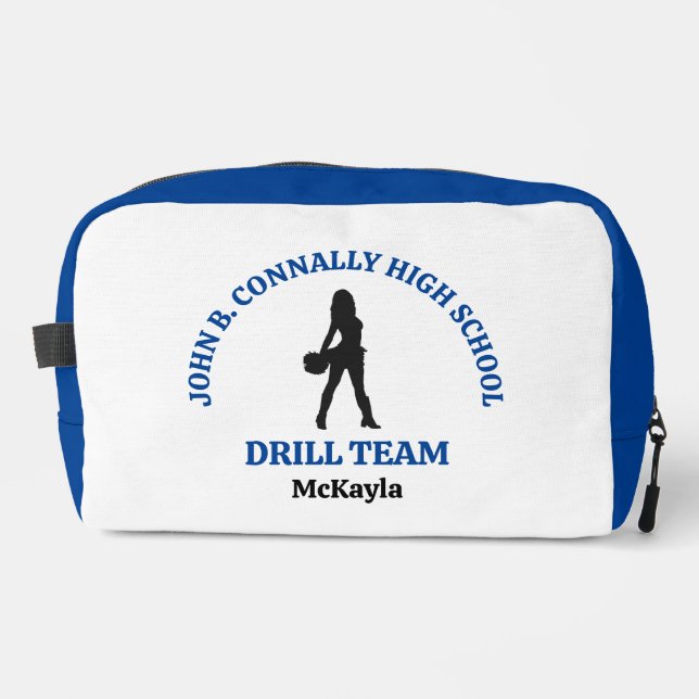 Blue High School Drill Team Dancer Personalized Dopp Kit (Front)