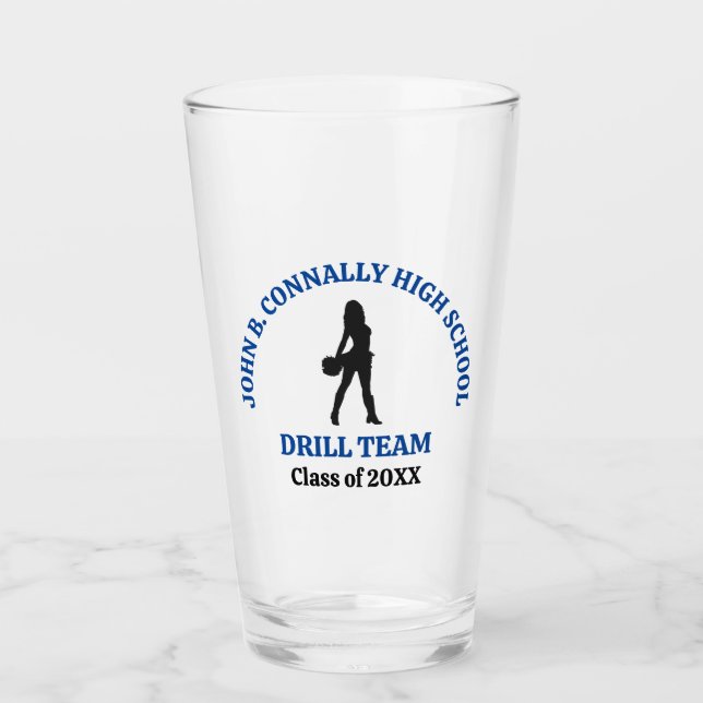 Blue High School Drill Team Dancer Personalized Glass (Front)