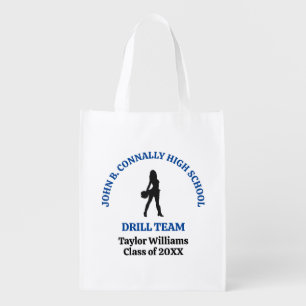 Blue High School Drill Team Dancer Personalized Grocery Bag