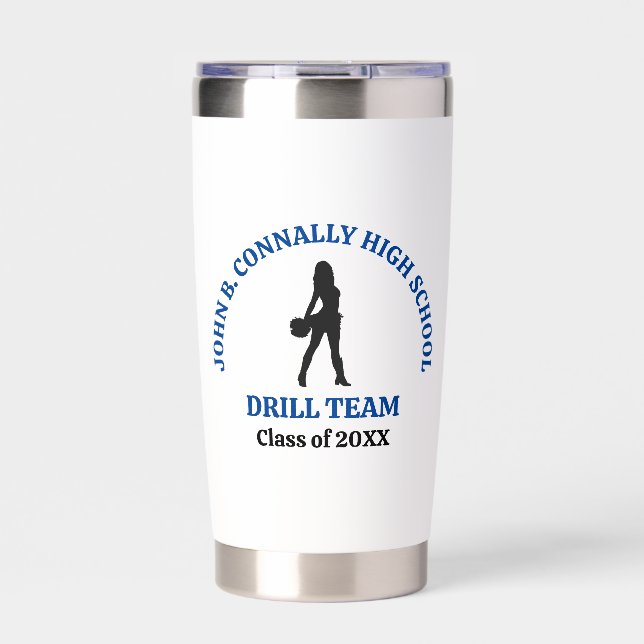 Blue High School Drill Team Dancer Personalized Insulated Tumbler (Front)