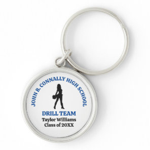 Blue High School Drill Team Dancer Personalized Keychain