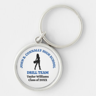Blue High School Drill Team Dancer Personalized Keychain