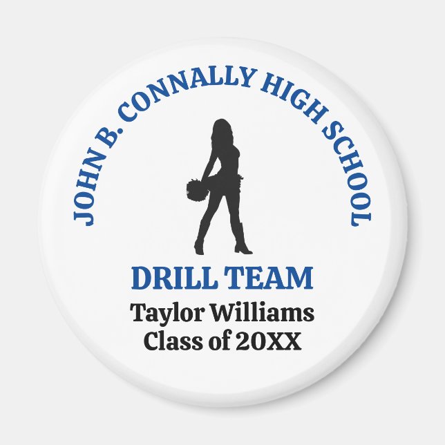 Blue High School Drill Team Dancer Personalized Magnet (Front)