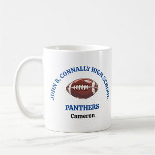 Blue High School Football Player Personalized Coffee Mug