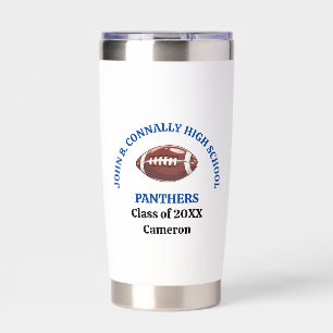 Blue High School Football Player Personalized Insulated Tumbler