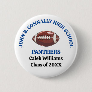 Blue High School Football Team Customized Button