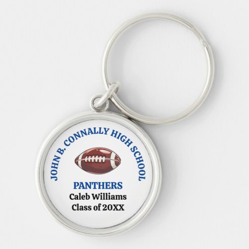 Blue High School Football Team Personalized Keychain