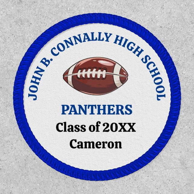 Blue High School Football Team Personalized Patch (Front)