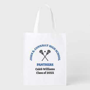 Blue High School Lacrosse Team Personalized Grocery Bag