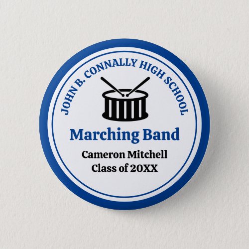 Blue High School Marching Band Customizable Button