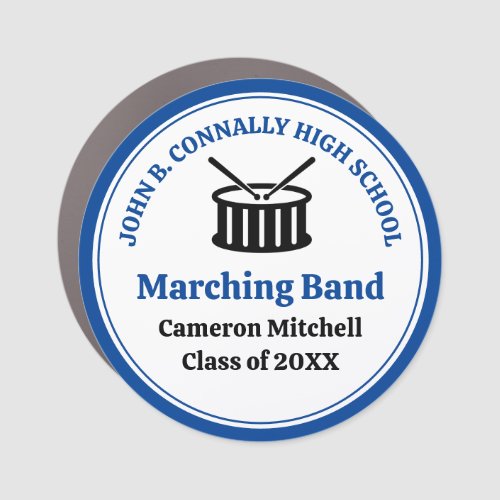 Blue High School Marching Band Customizable Car Magnet