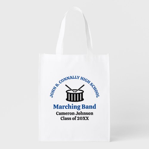 Blue High School Marching Band Customizable Grocery Bag