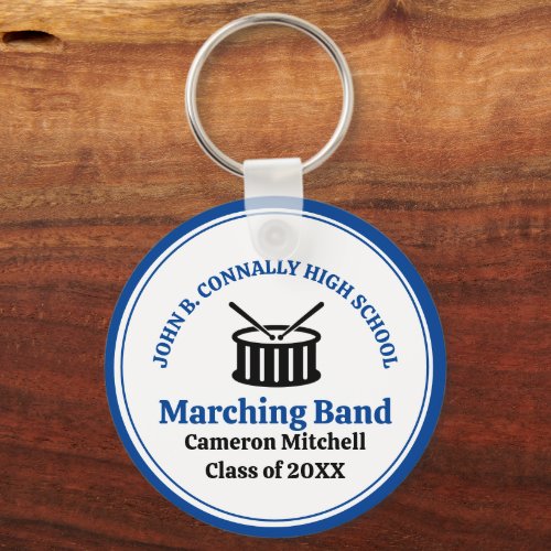 Blue High School Marching Band Customizable Keychain