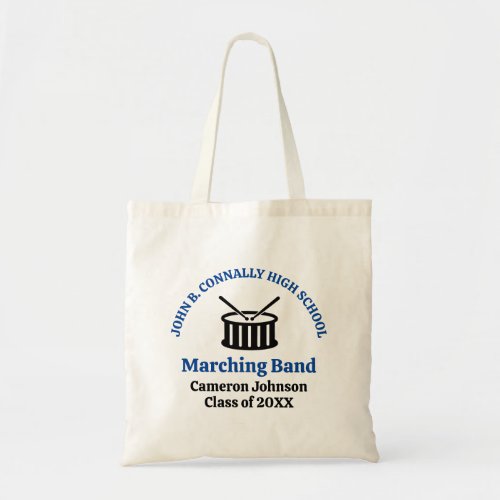 Blue High School Marching Band Customizable Tote Bag