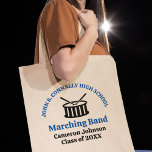 Blue High School Marching Band Customizable Tote Bag<br><div class="desc">This modern blue high school marching band tote bag features the student and band name under the drums. Customize for symphonic,  wind ensemble,  or concert band members or their director for a great graduation keepsake gift.</div>