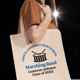 Blue High School Marching Band Customizable Tote Bag