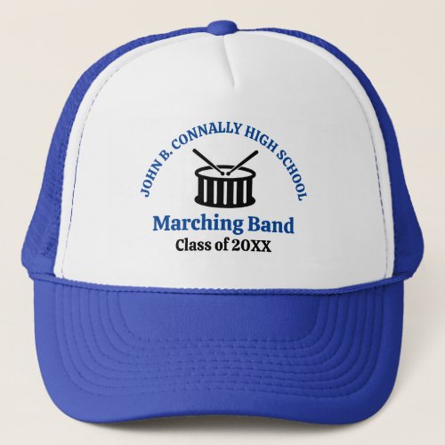 Blue High School Marching Band Customizable Trucker Hat