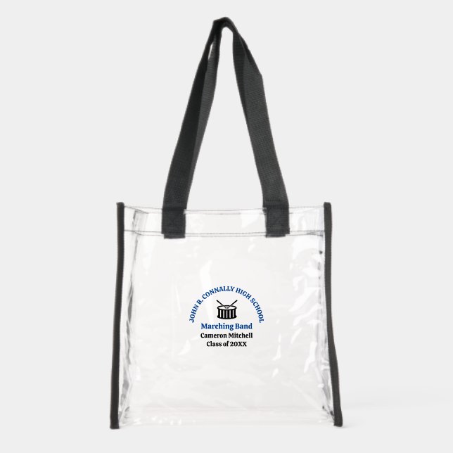 Blue High School Marching Band Customized Clear Tote Bag (Front)