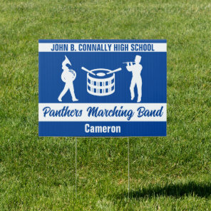 Blue High School Marching Band Customized Yard Sign