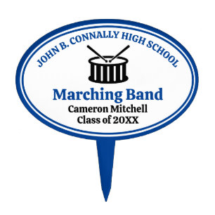 Blue High School Marching Band Graduation Party Cake Topper