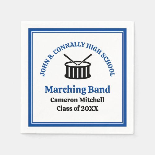 Blue High School Marching Band Graduation Party Napkins