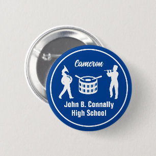 Blue High School Marching Band Personalized Button