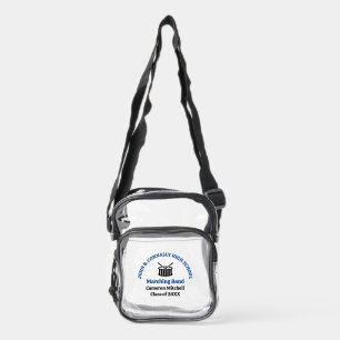 Blue High School Marching Band Personalized Clear Crossbody Bag