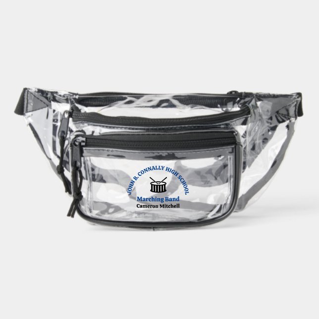 Blue High School Marching Band Personalized Clear Fanny Pack (Front)