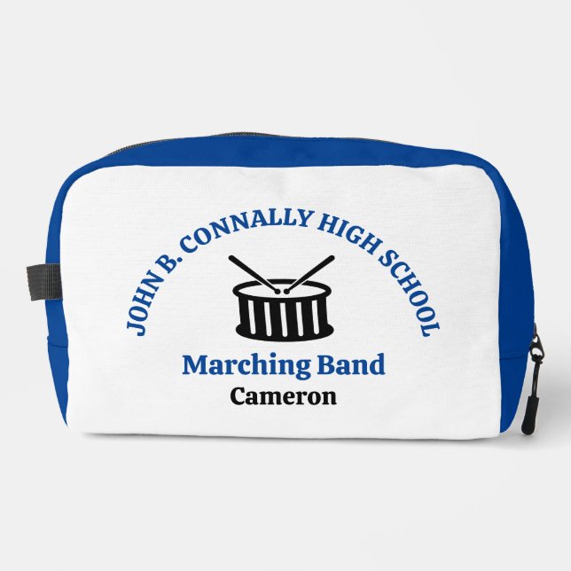Blue High School Marching Band Personalized Dopp Kit (Front)