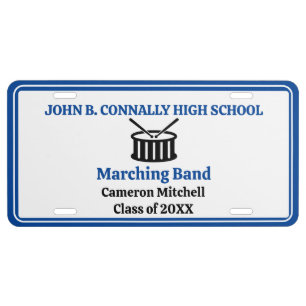 Blue High School Marching Band Personalized License Plate