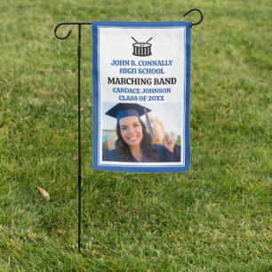 Blue High School Marching Band Photo Custom Garden Flag